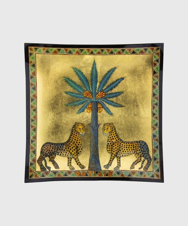 Ortigia Sicilia Glass Plate Gold Square 27 cm