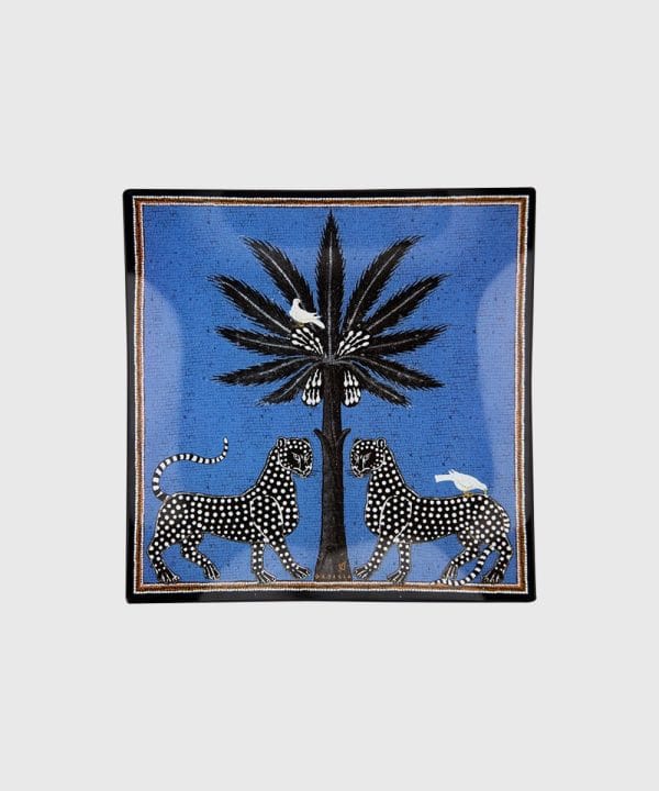 Ortigia Sicilia Glass Plate Mosaico Blue 18x18 cm