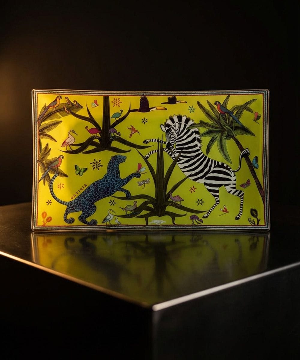 Ortigia-Sicilia-Glass-Plate-Rectangle-Jungle-Large-26-cm-x-16-cm Ortigia Sicilia Glass Plate Rectangle Jungle Large 26 x 16 - Imagen 1